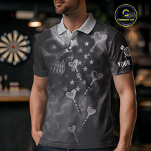 Load image into Gallery viewer, Custom Patriotic Men Darts Shirt Personalized US Flag Dart Arrows, Grey Outfits Dart Jerseys NYN1163