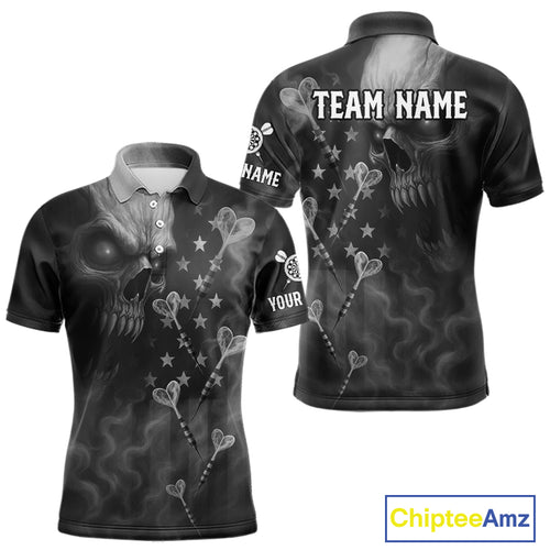 Custom Patriotic Men Darts Shirt Personalized US Flag Dart Arrows, Grey Outfits Dart Jerseys NYN1163