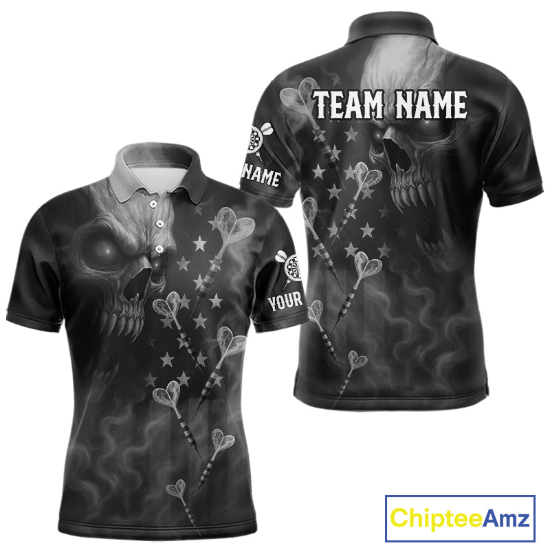 Custom Patriotic Men Darts Shirt Personalized US Flag Dart Arrows, Grey Outfits Dart Jerseys NYN1163