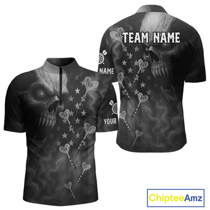Custom Patriotic Men Darts Shirt Personalized US Flag Dart Arrows, Grey Outfits Dart Jerseys NYN1163