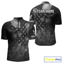 Load image into Gallery viewer, Custom Patriotic Men Darts Shirt Personalized US Flag Dart Arrows, Grey Outfits Dart Jerseys NYN1163