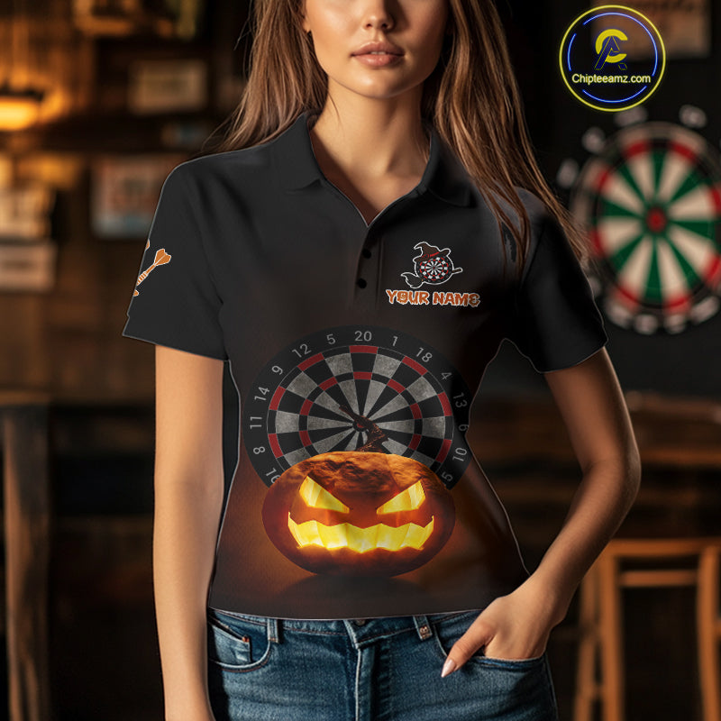 Custom Halloween Darts Shirt For Women Personalized Pumpkin Skull Halloween Darts Jerseys NYN1229