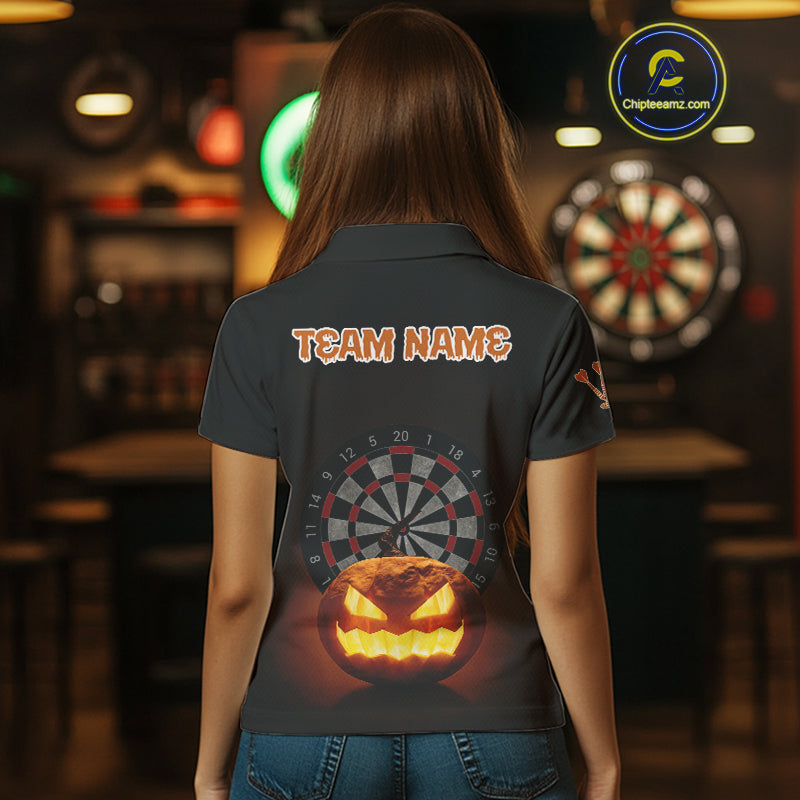 Custom Halloween Darts Shirt For Women Personalized Pumpkin Skull Halloween Darts Jerseys NYN1229