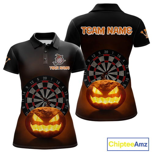 Custom Halloween Darts Shirt For Women Personalized Pumpkin Skull Halloween Darts Jerseys NYN1229