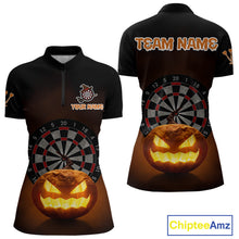 Load image into Gallery viewer, Custom Halloween Darts Shirt For Women Personalized Pumpkin Skull Halloween Darts Jerseys NYN1229