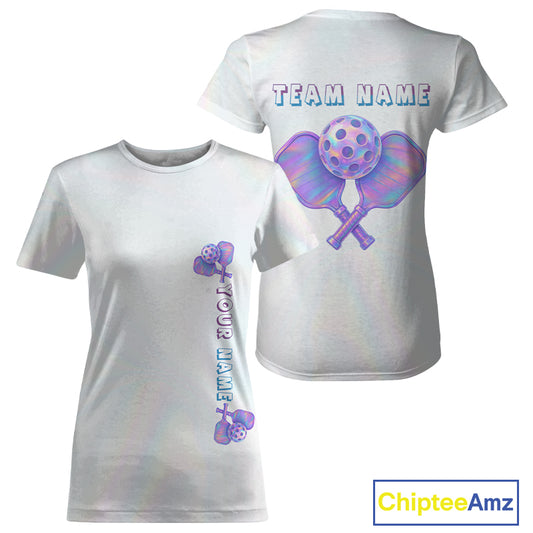 Custom Holographic Pickleball T-Shirt For Women Holo Pickleball Team Jersey NYN1232