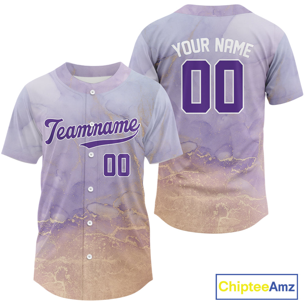 Purple-Yellow Men's Baseball Jerseys Custom Funny Baseball Shirt Youth Baseball Jersey NYN1249
