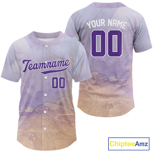 Purple-Yellow Men's Baseball Jerseys Custom Funny Baseball Shirt Youth Baseball Jersey NYN1249