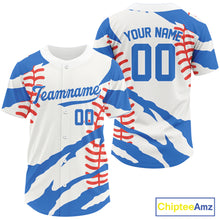 Load image into Gallery viewer, Custom White-Blue Retro Baseball Jersey For Men Youth Baseball Jersey Personalized NYN1256