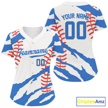 Load image into Gallery viewer, Custom White-Blue Retro Baseball Jersey For Women Youth Baseball Jersey Personalized NYN1256
