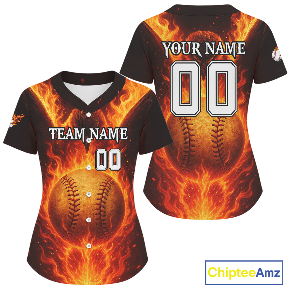 Women's Baseball Jersey Custom Flame Eagle Baseball Jersey For Newborns, Baseball Team Shirt NYN1260