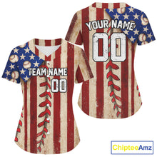 Load image into Gallery viewer, Women's Patriotic Baseball Jersey Custom US Flag Button Up Baseball Jersey For Newborns NYN1262