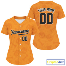 Load image into Gallery viewer, Custom Black Orange Halloween Baseball Jersey For Women Halloween Baseball Team Shirt NYN1280
