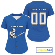 Load image into Gallery viewer, Custom Blue And White Minimalist Baseball Shirts For Women Youth Baseball Shirt Outfits NYN0908