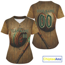 Load image into Gallery viewer, Custom Yellow Grunge Baseball Ball Jersey For Women Youth Baseball Jerseys, Baseball Gifts NYN0922
