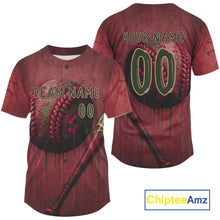 Load image into Gallery viewer, Custom Red Grunge Baseball Ball Jersey For Men Youth Baseball Jerseys, Baseball Gifts NYN0924