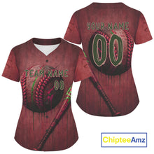 Load image into Gallery viewer, Custom Red Grunge Baseball Ball Jersey For Women Youth Baseball Jerseys, Baseball Gifts NYN0924