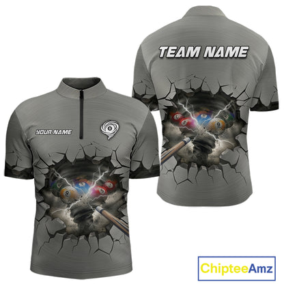 Funny Tornado Grey Billiard Ball Shirt For Men Personalized Thunder 8 Ball Pool Team Jersey NYN2985