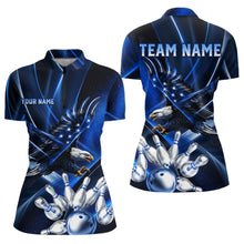 Load image into Gallery viewer, Blue Galaxy Eagle Bowling Shirt For Women Custom Polo Quarter-Zip Bowling Team Jersey NYN3680