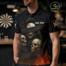 Load image into Gallery viewer, Custom Flames Grunge Roses Black Skull Dart Men Polo Shirt Outfits Dart Jerseys NYN1559
