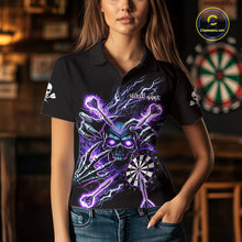 Load image into Gallery viewer, Personalized Purple Skeleton Thunder Lightning Women Dart Polo Shirt Skull Dart Jerseys NYN2119