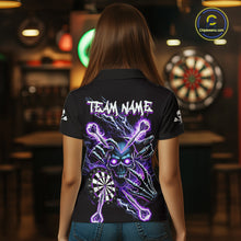 Load image into Gallery viewer, Personalized Purple Skeleton Thunder Lightning Women Dart Polo Shirt Skull Dart Jerseys NYN2119