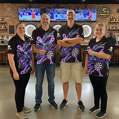 Personalized Purple Skeleton Thunder Lightning Men Dart Polo Shirt Skull Dart Jerseys NYN2119