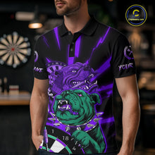 Load image into Gallery viewer, Custom Purple Neon Fierce Bulldog Thunder Women Darts Polo Shirt Funny Dart League Jerseys NYN2126