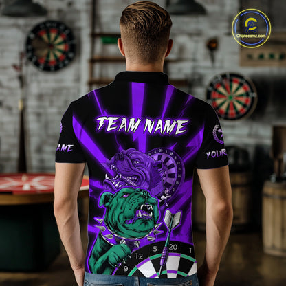 Custom Purple Neon Fierce Bulldog Thunder Women Darts Polo Shirt Funny Dart League Jerseys NYN2126