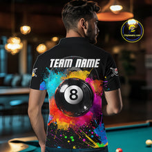 Load image into Gallery viewer, Colorful Splatter 8 Ball Pool Men Billiard Polo &amp; 1/4-Zip Shirt Custom Billiards Balls Attire NYN2392