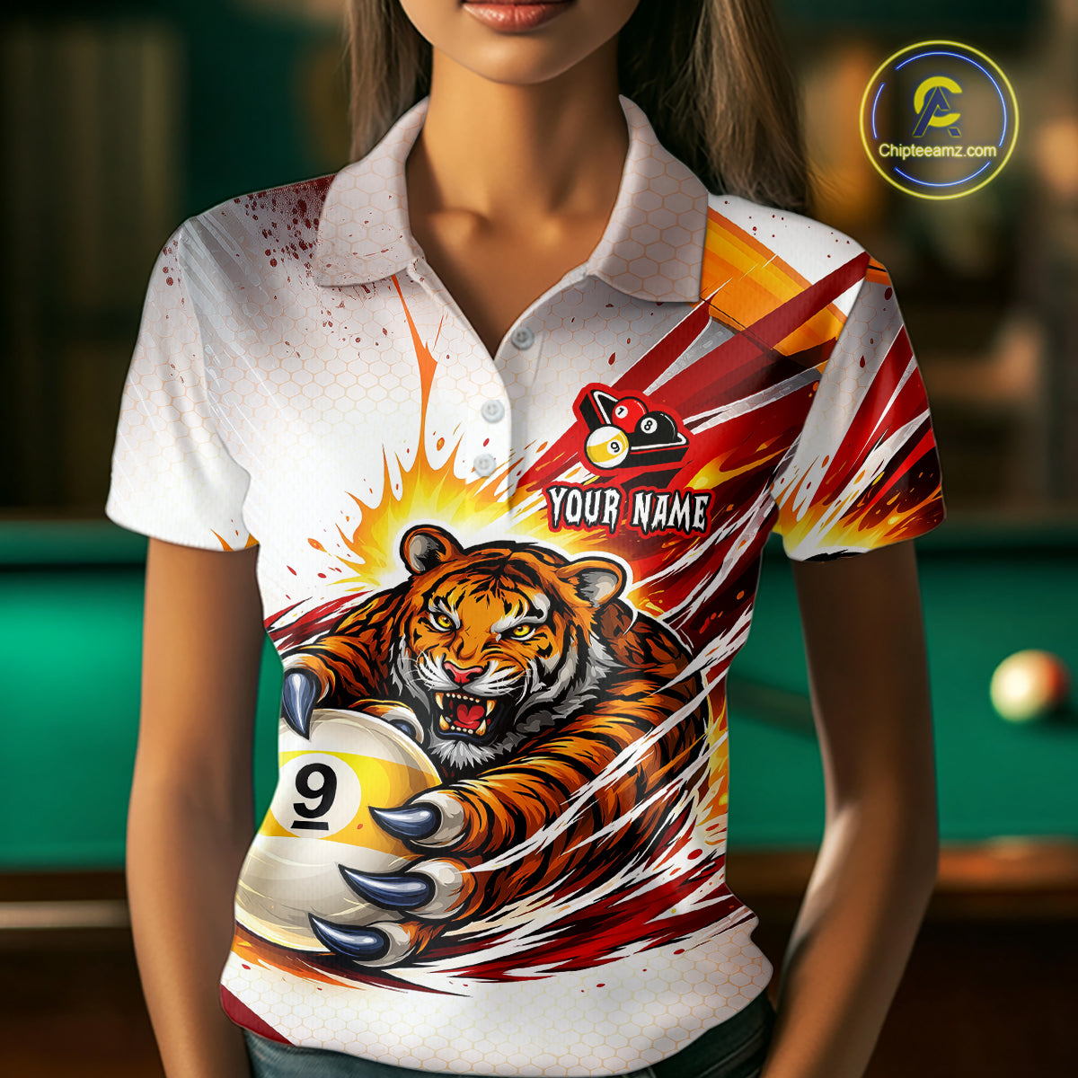Red Thunders Tiger Claws Pool 8 Ball Billiard Shirt For Women Personalized Billiard Team Jerseys NYN2631