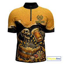 Load image into Gallery viewer, Custom Funny Skeleton Play Dart And Beer Dartboard Men Polo Shirt Personalized Dart Team Jerseys NYN2773