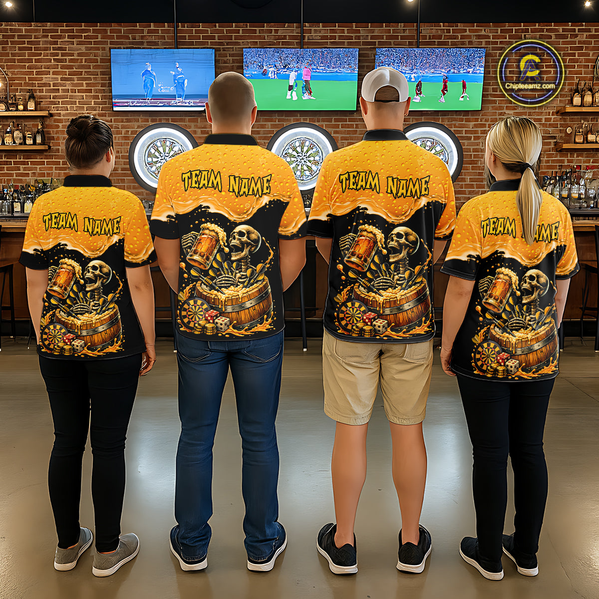 Custom Funny Skeleton Play Dart And Beer Dartboard Women Polo Shirt Personalized Dart Team Jerseys NYN2773