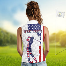 Load image into Gallery viewer, Custom Patriotic Golf Sleeveless Polo Shirts, Grunge US Flag Golf Ball White Women Best Golf Clothing Shirts NYN2991