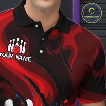 Load image into Gallery viewer, Custom Mens Bowling Colorful Splatter Pin &amp; Ball Shirts, Black &amp; Red Bowling Team Jerseys NYN3420