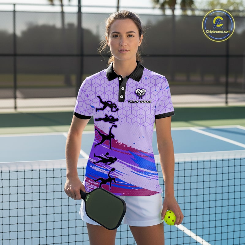 Custom Brush Purple Pickleball League Jerseys Pickleball Paddle League Shirts For Women NYN2134