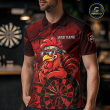 Load image into Gallery viewer, Red Splatter Rooster Darts Polo &amp; 1/4-Zip Shirt For Men Custom Funny Dart Jersey For Darters NYN3005