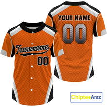 Load image into Gallery viewer, Personalized Black And Orange Baseball Ball Shirt For Men Baseball Jerseys Gifts NYN1597