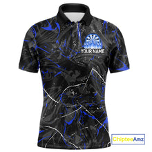 Load image into Gallery viewer, Custom Grey Blue Flaming Dartboard Darts Men Polo &amp; 1/4-Zip Shirts Dart Team Jerseys NYN2806