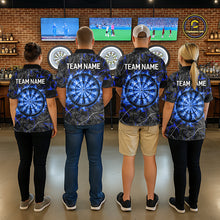 Load image into Gallery viewer, Custom Grey Blue Flaming Dartboard Darts Men Polo &amp; 1/4-Zip Shirts Dart Team Jerseys NYN2806