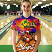Load image into Gallery viewer, Funny Colorful Rooster Bowling Jerseys For Women Custom Summer Bowling Shirt Team Attire NYN3183