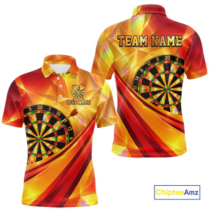 Personalized Gold Geometric Darts 1/4-Zip Polo Shirt For Men Darts Team Tournament Uniform NYN4777