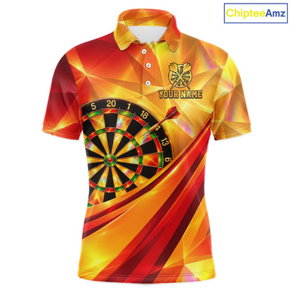 Personalized Gold Geometric Darts 1/4-Zip Polo Shirt For Men Darts Team Tournament Uniform NYN4777