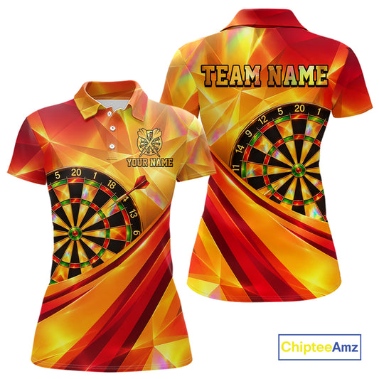 Personalized Gold Geometric Darts 1/4-Zip Polo Shirt For Women Darts Team Tournament Uniform NYN4777