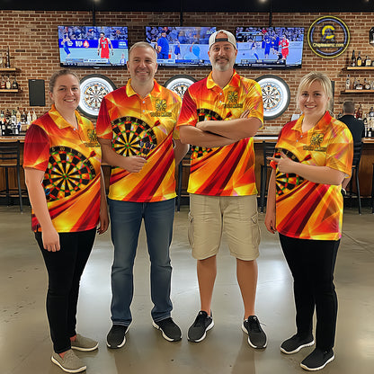 Personalized Gold Geometric Darts 1/4-Zip Polo Shirt For Women Darts Team Tournament Uniform NYN4777