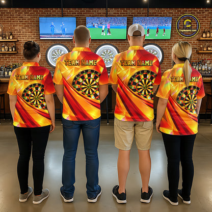 Personalized Gold Geometric Darts 1/4-Zip Polo Shirt For Women Darts Team Tournament Uniform NYN4777