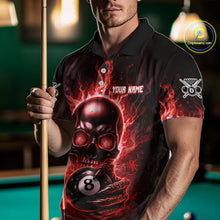 Load image into Gallery viewer, Red Flames Skull Hoding 8 Ball Pool Men Polo &amp; 1/4-Zip Shirt Custom Billiards Ball Jerseys NYN2428