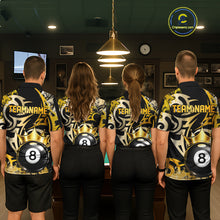 Load image into Gallery viewer, Gold Tribal Crown 8 Ball Pool Men Polo &amp; 1/4-Zip Team Shirt Custom Billiards Ball Jerseys NYN2429