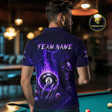Load image into Gallery viewer, Fire Flame Purple 8 Ball Pool Billiard Team Shirt For Men Custom Grim Reaper Billiard Jerseys NYN2438