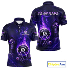 Load image into Gallery viewer, Fire Flame Purple 8 Ball Pool Billiard Team Shirt For Men Custom Grim Reaper Billiard Jerseys NYN2438
